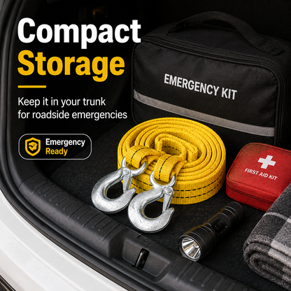 Heavy Duty Car Tow Strap with Safety Hooks