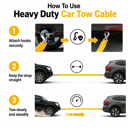 Heavy Duty Car Tow Strap with Safety Hooks