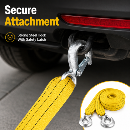 Heavy Duty Car Tow Strap with Safety Hooks